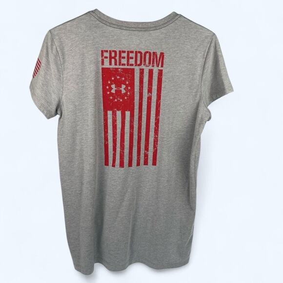 Under Armour Freedom Tshirt gray Loose Fit Heat Gear Unisex size medium - Picture 1 of 6
